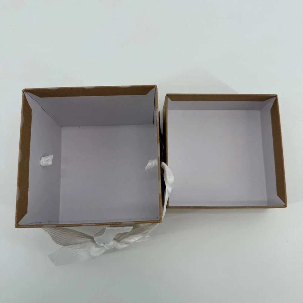 Spritz Kraft Paper Gift‎ Box Lot Of 24 White Polka Dot Ribbon Tag 4.25